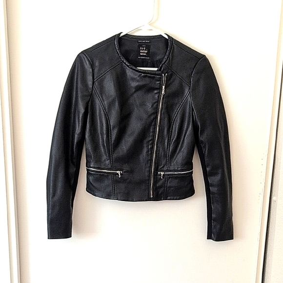 Zara Jackets & Blazers - Zara Womens Small Zip Up Moto Jacket Faux Leather Black Bikercore Contemporary